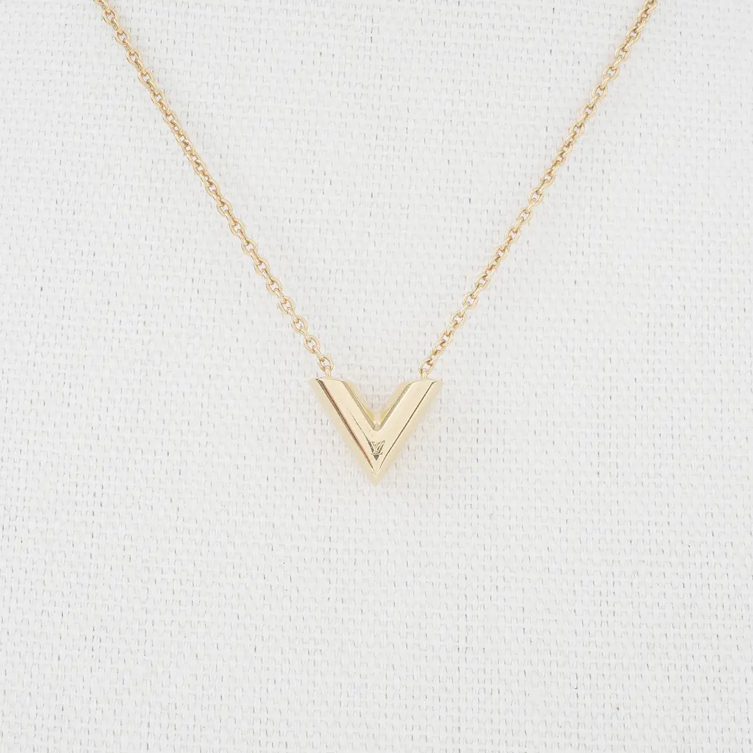 Louis Vuitton Essential V Gold Metal Necklace