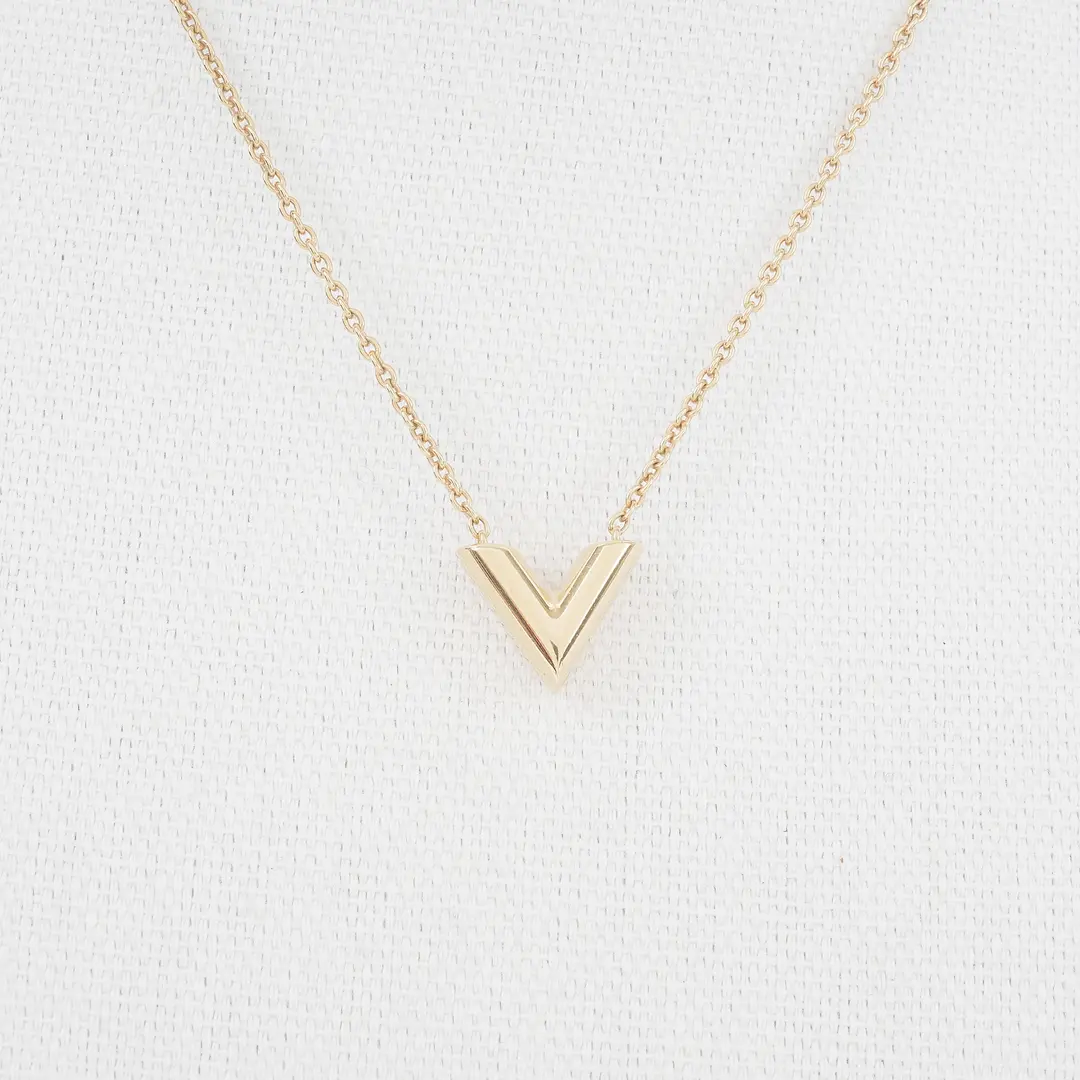 Louis Vuitton Essential V Gold Metal Necklace