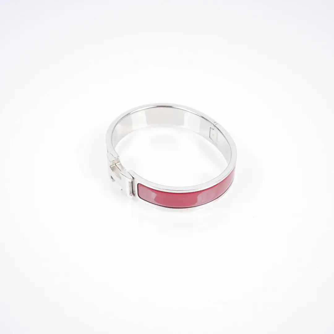 Hermes Clic H Red Enamel Palladium Plated Bracelet