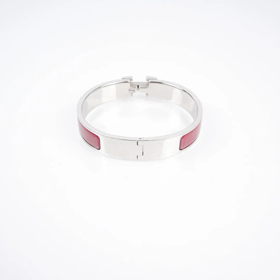 Hermes Clic H Red Enamel Palladium Plated Bracelet