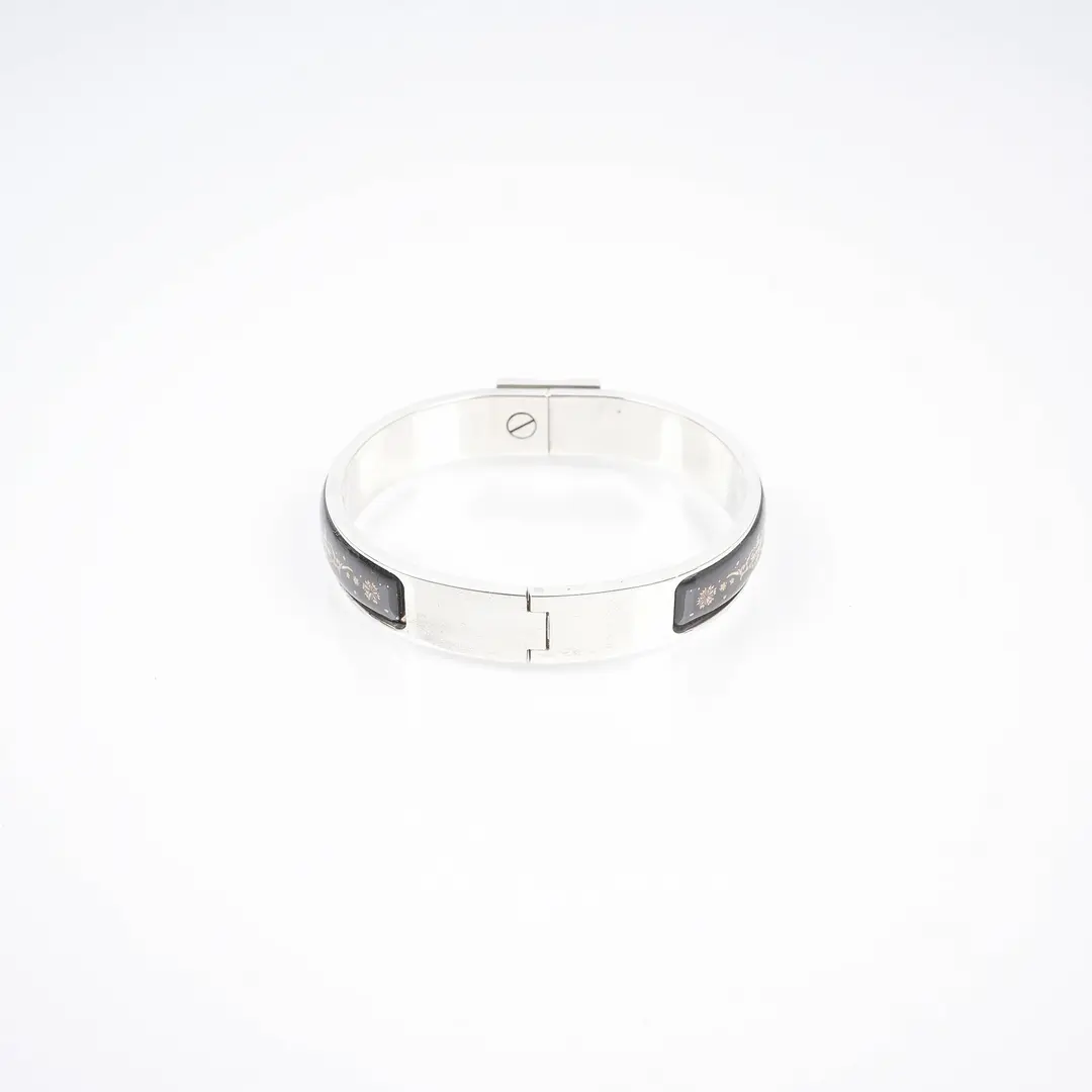 Hermes Clic Clac H Black Enamel Silver Bracelet