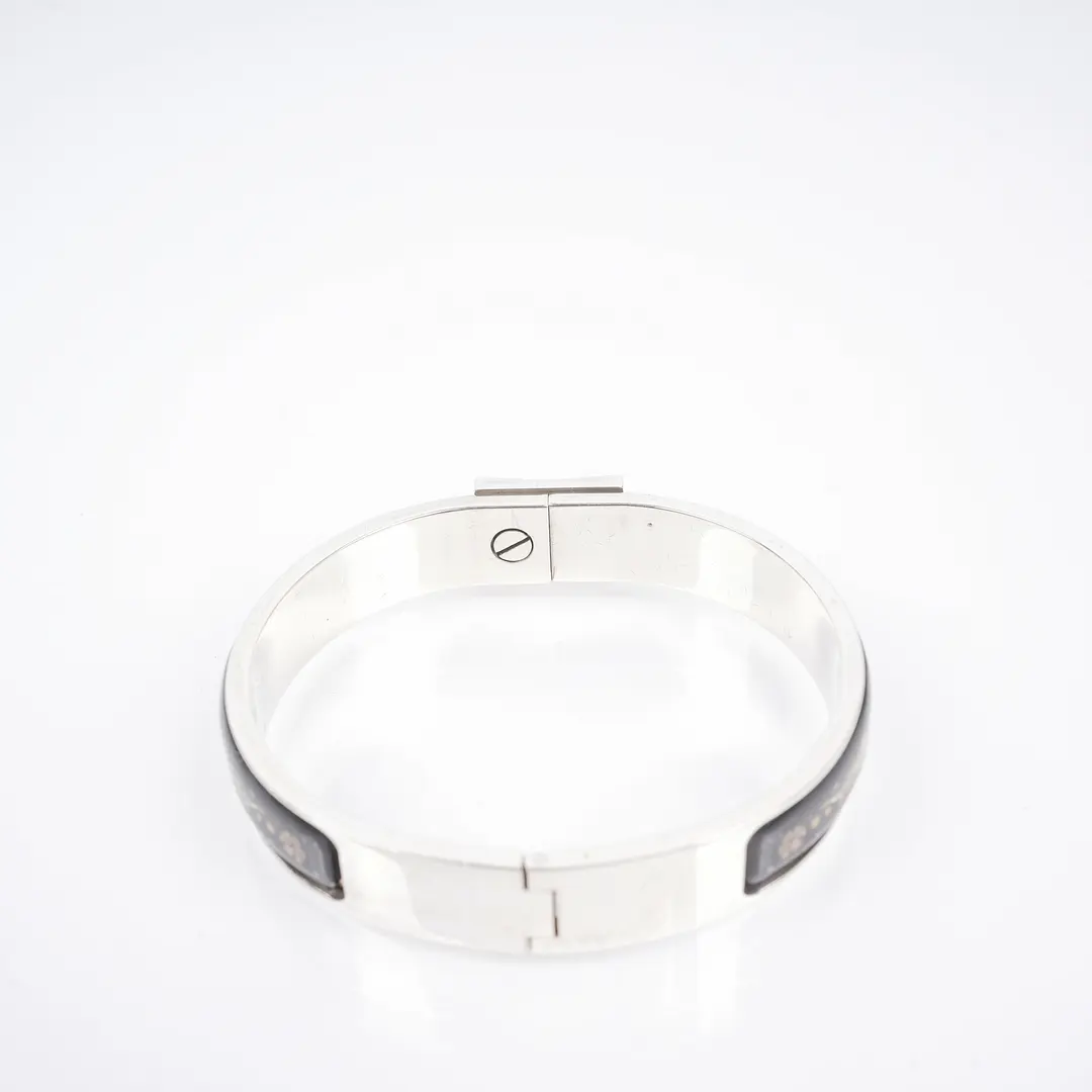 Hermes Clic Clac H Black Enamel Silver Bracelet