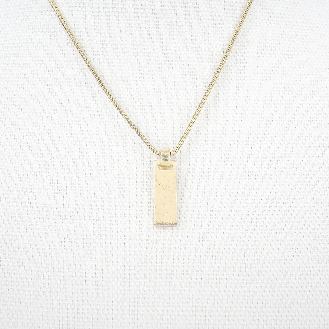 Dior Logo Bar Gold Metal Pendant Necklace