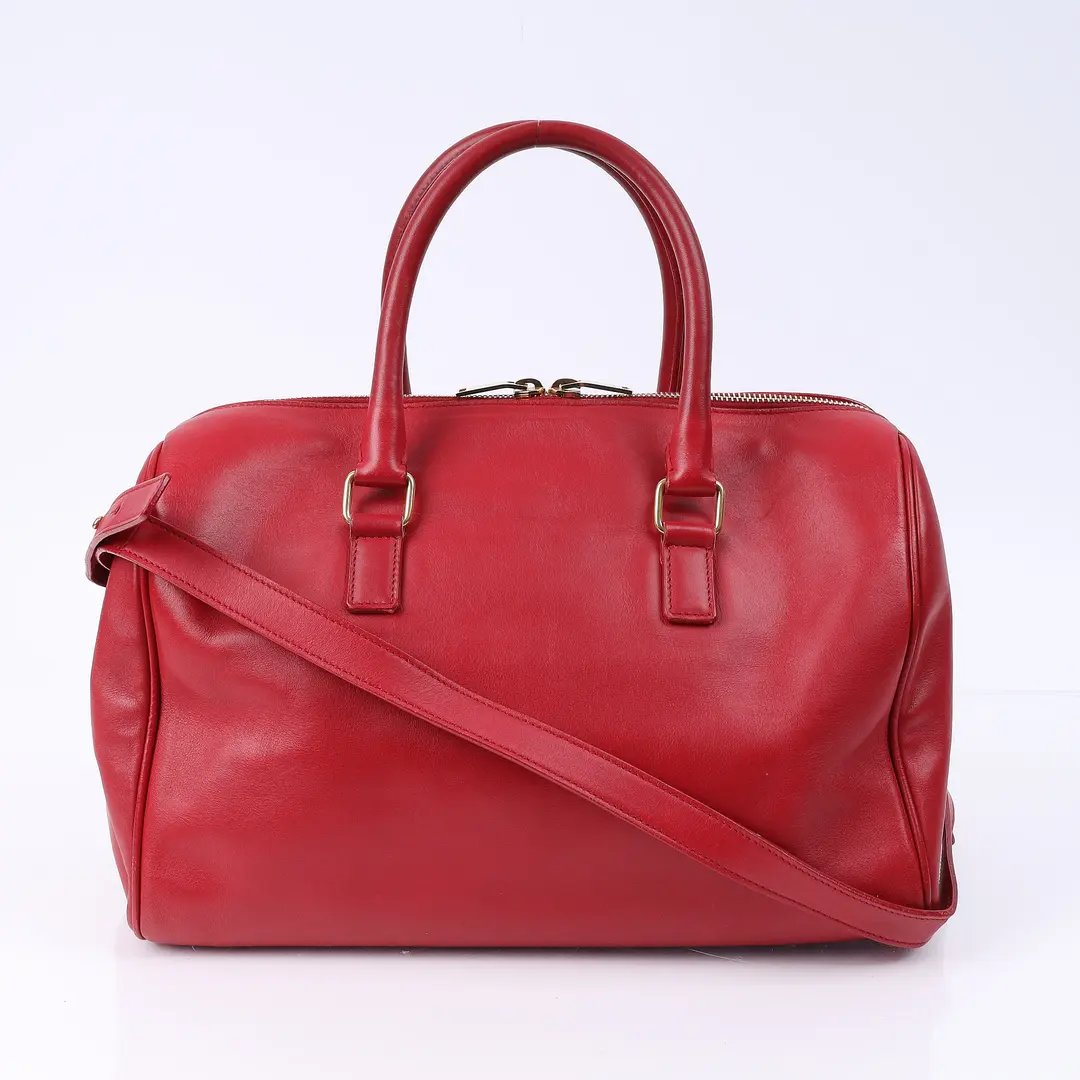Saint Laurent Classic Duffle Red Leather Shoulder Bag