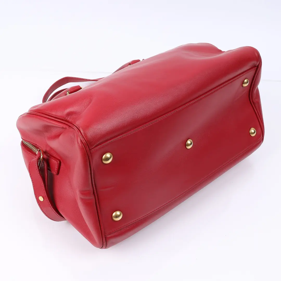 Saint Laurent Classic Duffle Red Leather Shoulder Bag