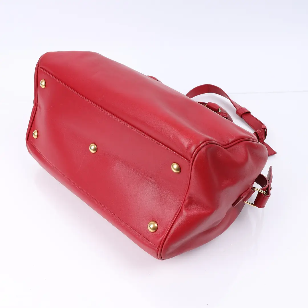Saint Laurent Classic Duffle Red Leather Shoulder Bag