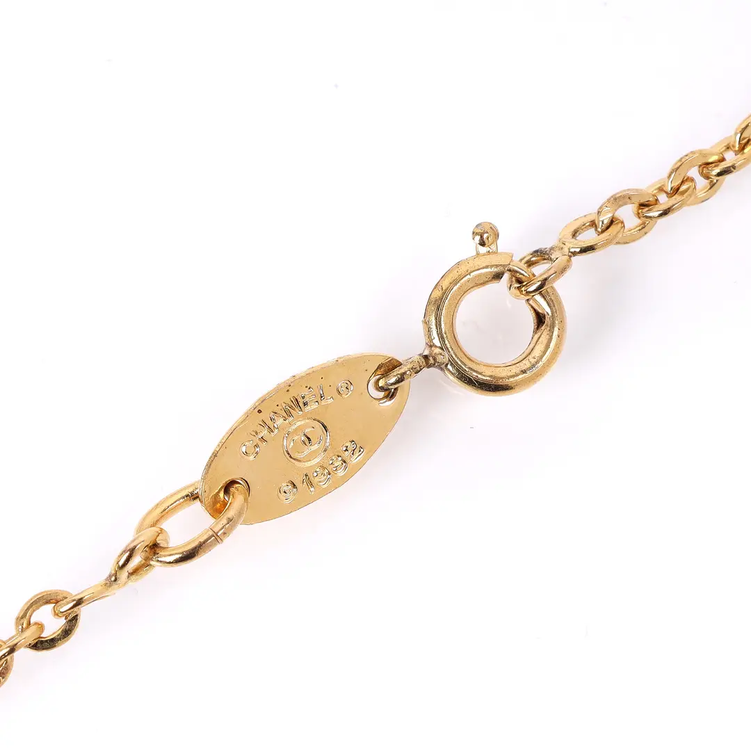 Chanel CC Logo Gold Plated Vintage Necklace