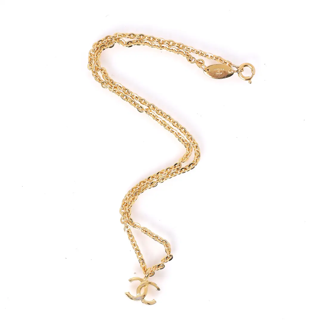 Chanel CC Logo Gold Plated Vintage Necklace
