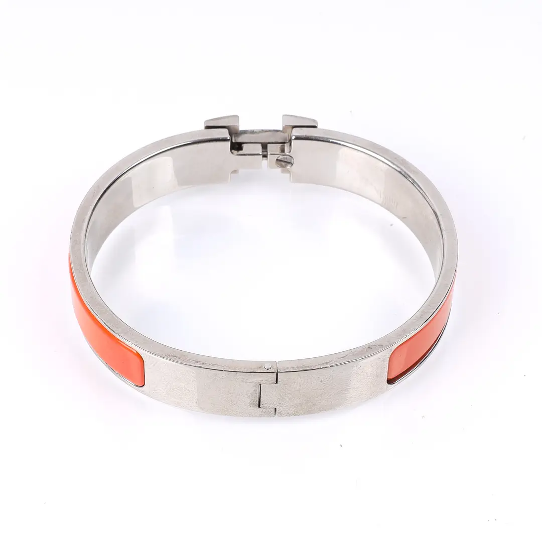 Hermes Clic Clac H Orange Enamel Bracelet