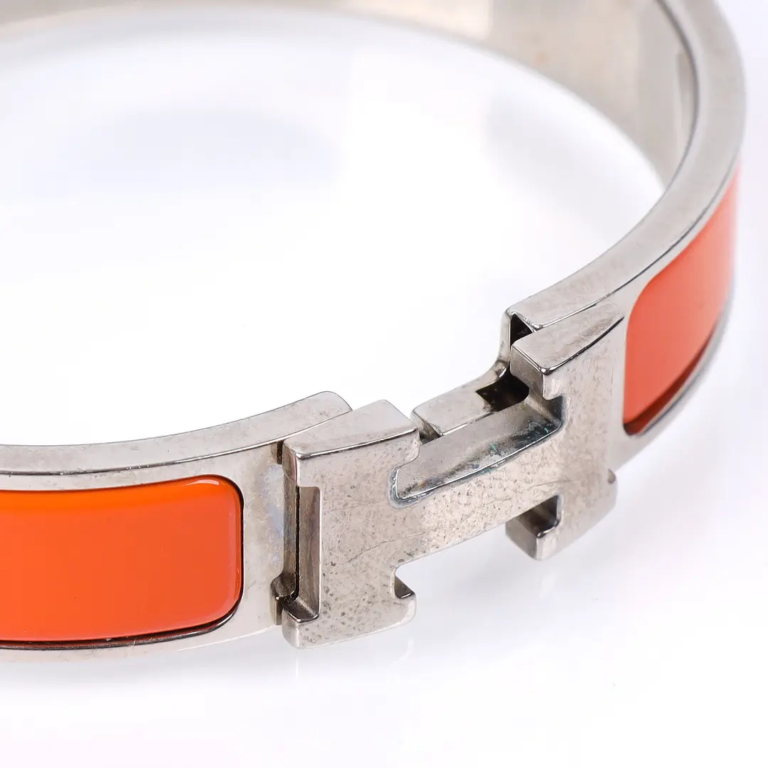 Hermes Clic Clac H Orange Enamel Bracelet