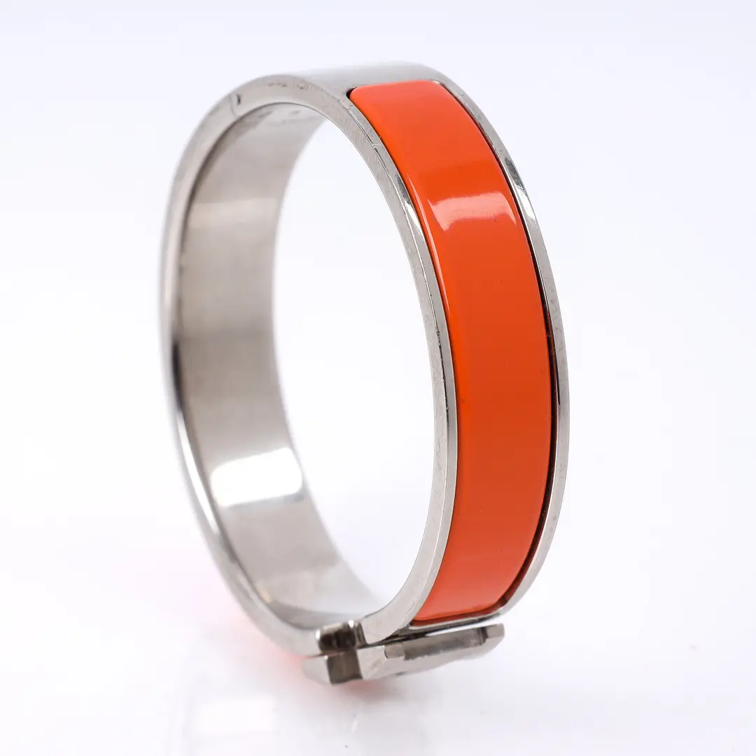 Hermes Clic Clac H Orange Enamel Bracelet