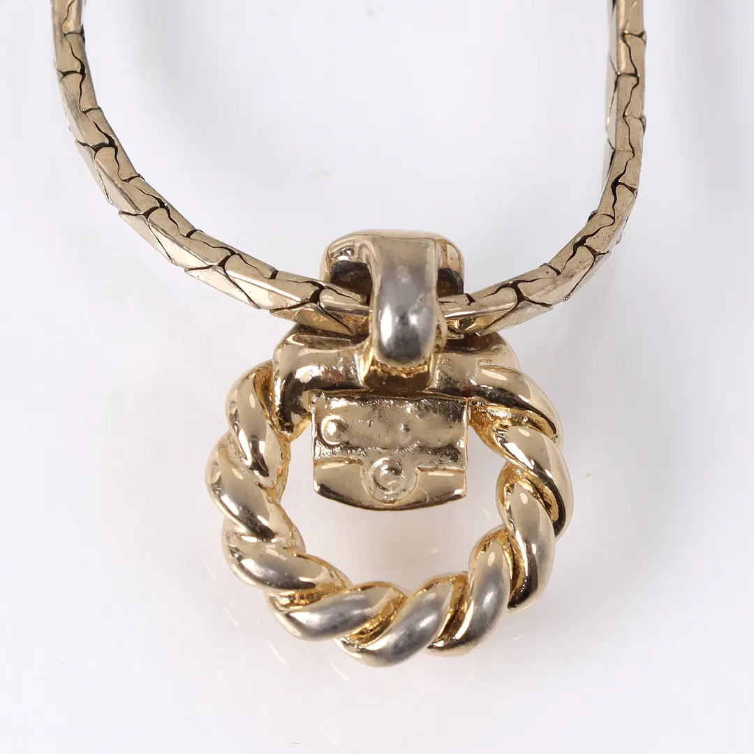 Dior Vintage Twisted Ring Gold Plated Necklace