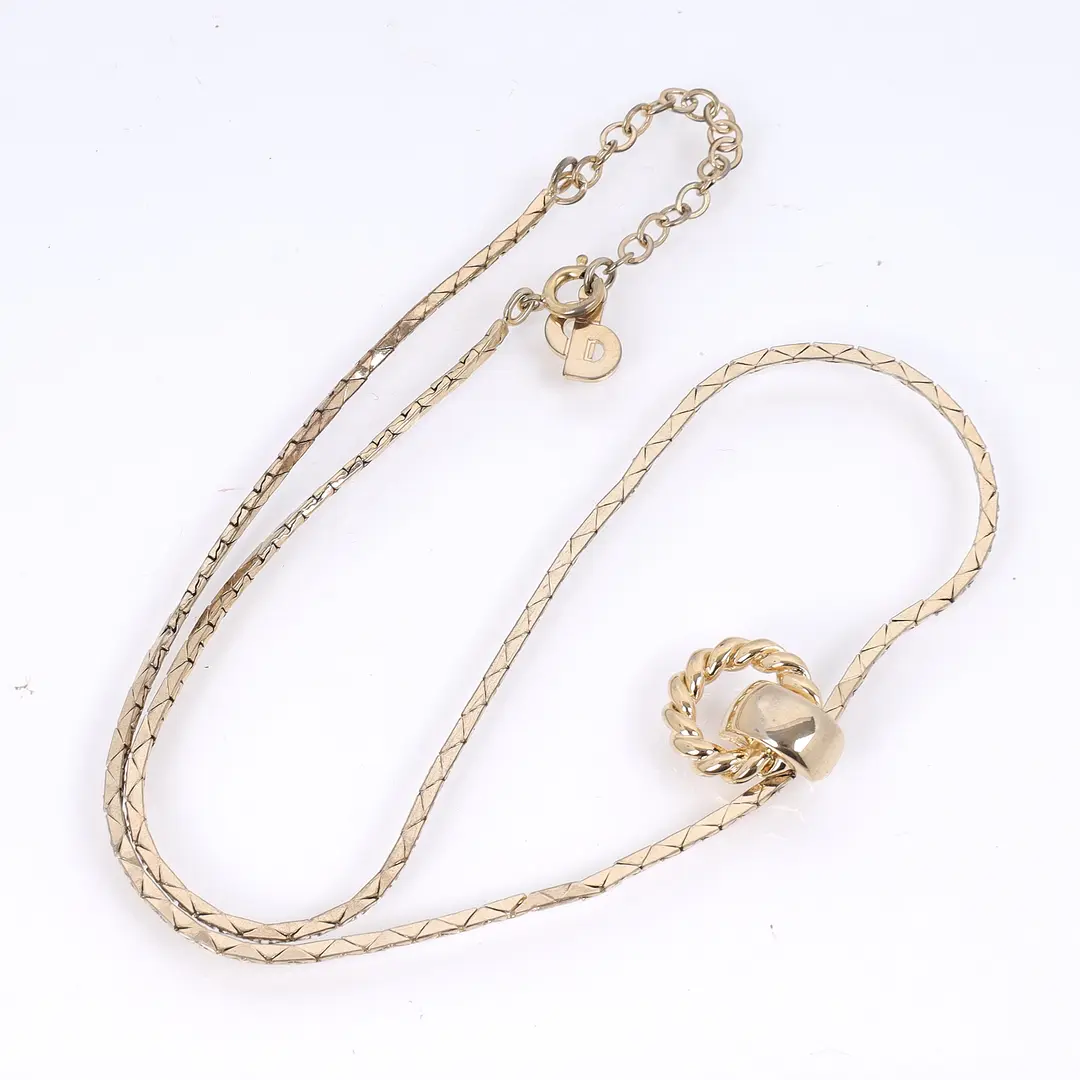 Dior Vintage Twisted Ring Gold Plated Necklace