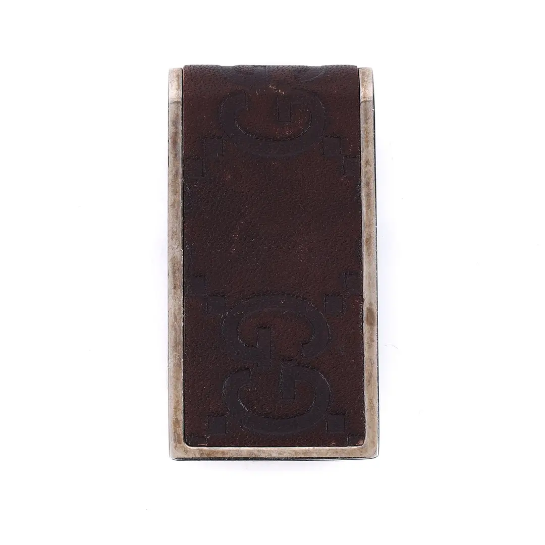 Gucci Guccissima Brown Leather Silver Money Clip