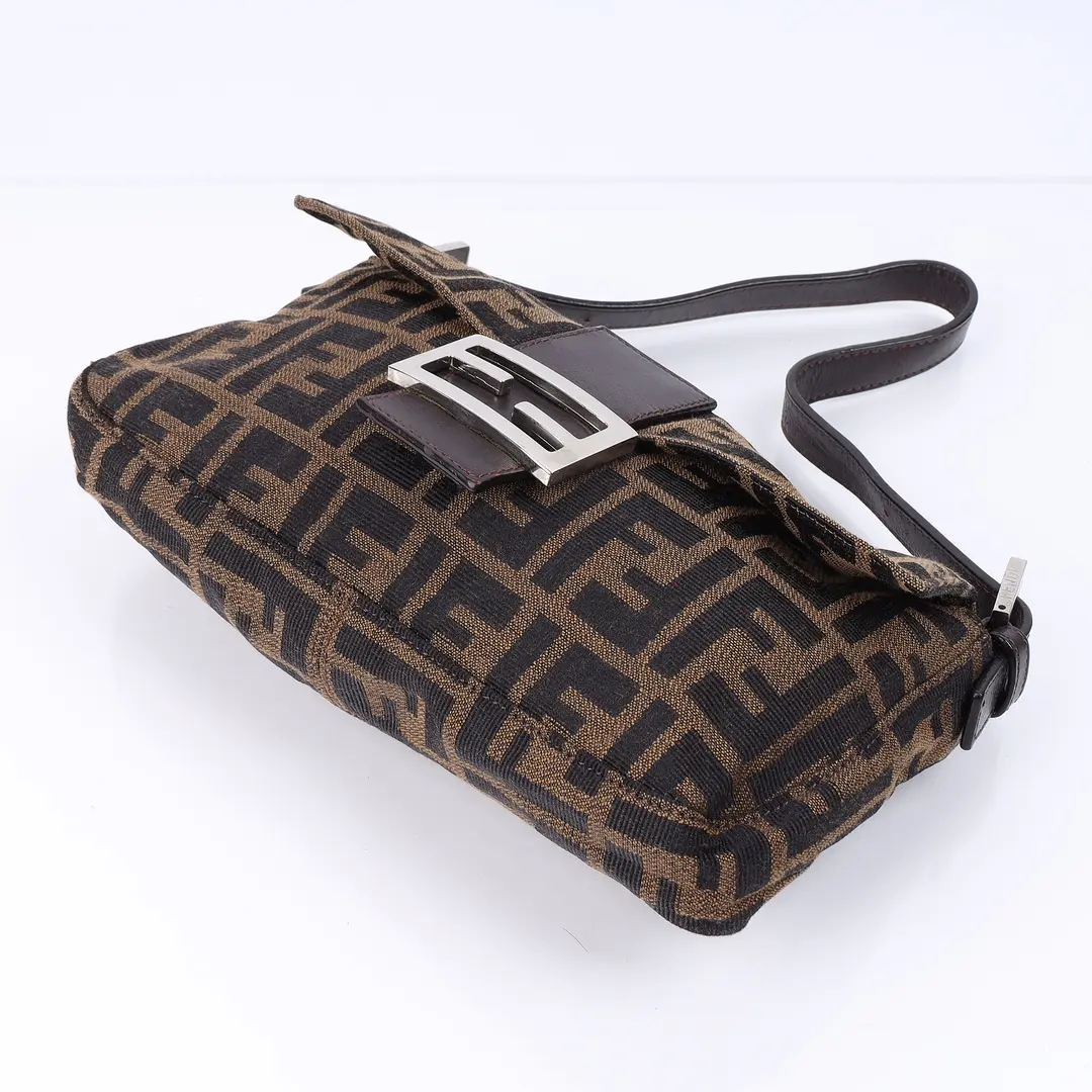 Fendi Baguette Brown Zucca Canvas Shoulder Bag