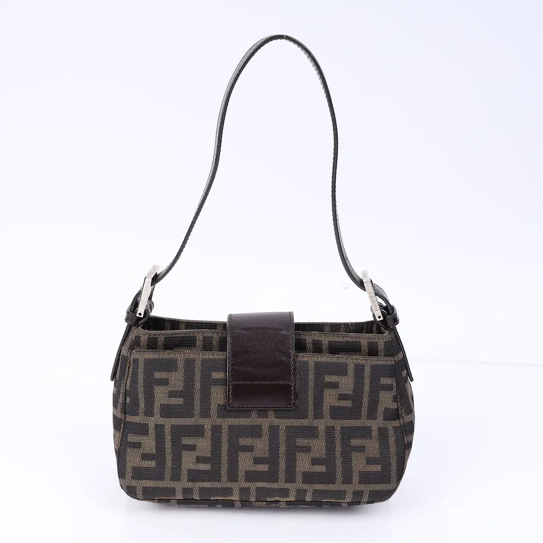 Fendi Baguette Brown Zucca Canvas Shoulder Bag