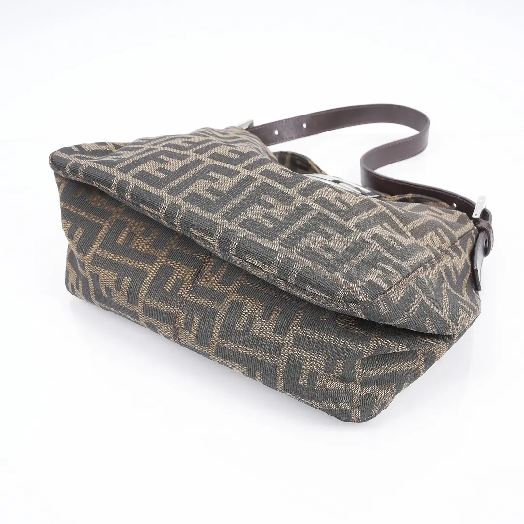 Fendi Zucca Baguette Brown Canvas Shoulder Bag