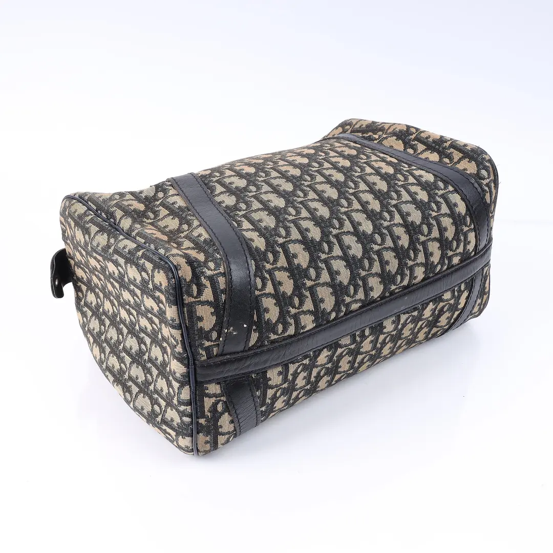 Dior Vintage Trotter Black Canvas Boston Bag