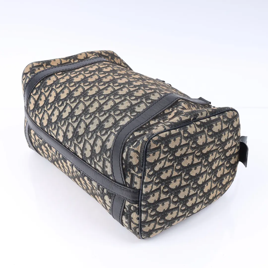 Dior Vintage Trotter Black Canvas Boston Bag