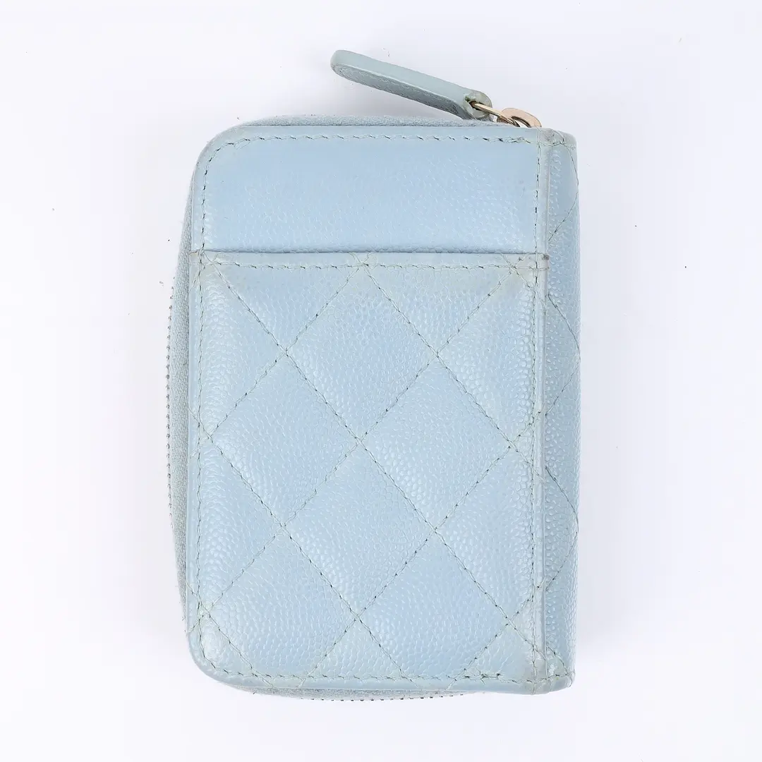 Chanel Classic Zipped Coin Purse Blue Caviar Leather