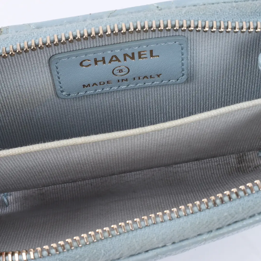 Chanel Classic Zipped Coin Purse Blue Caviar Leather