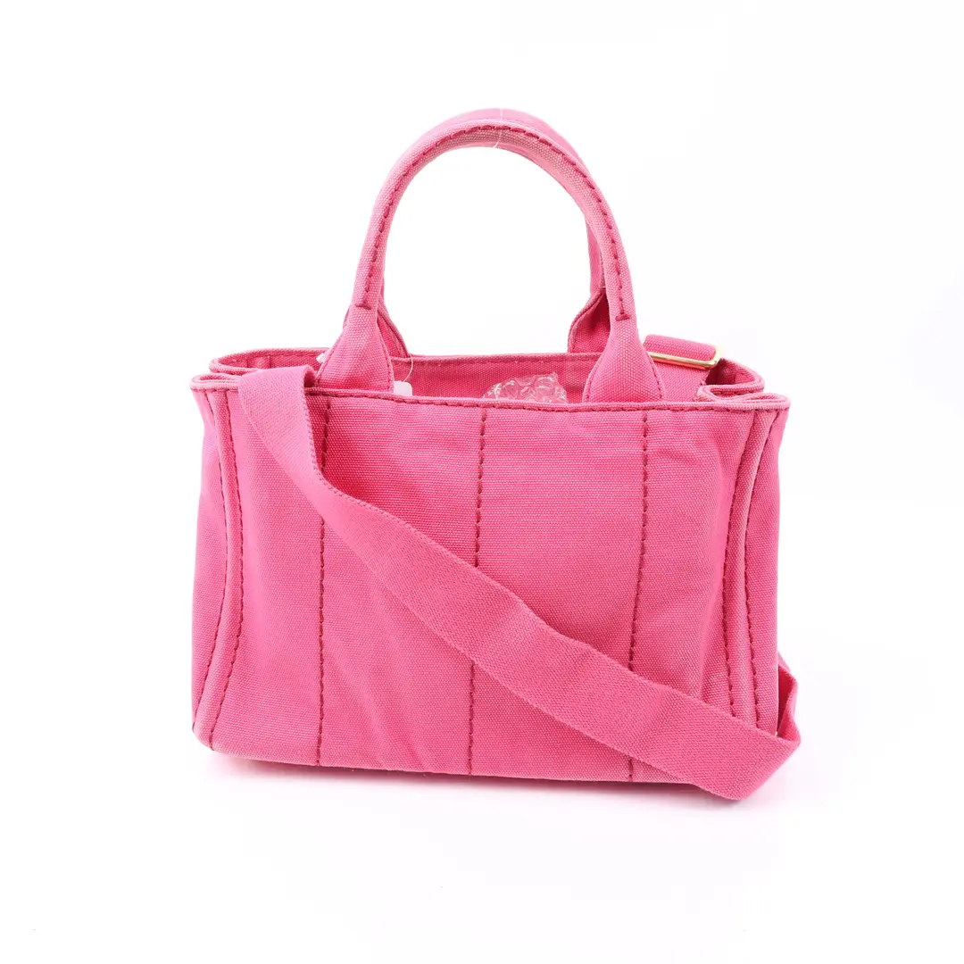 Prada Canapa Pink Canvas Mini Tote Bag