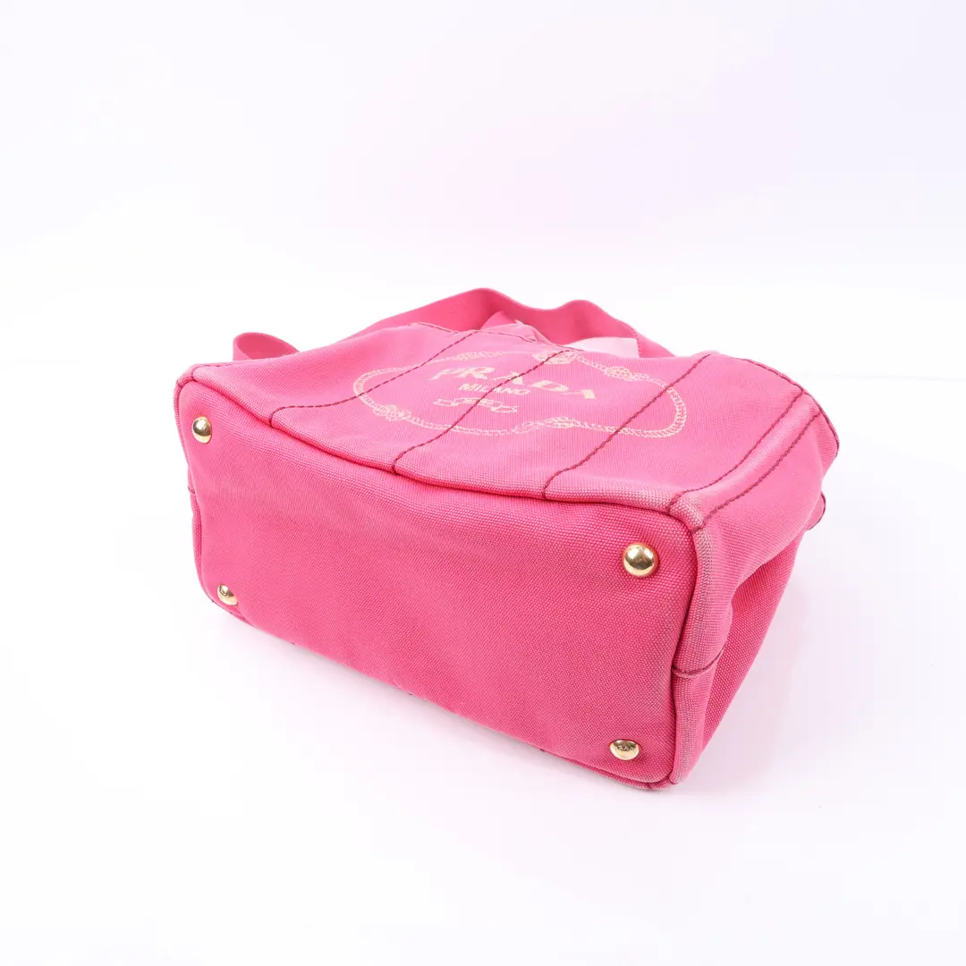 Prada Canapa Pink Canvas Mini Tote Bag