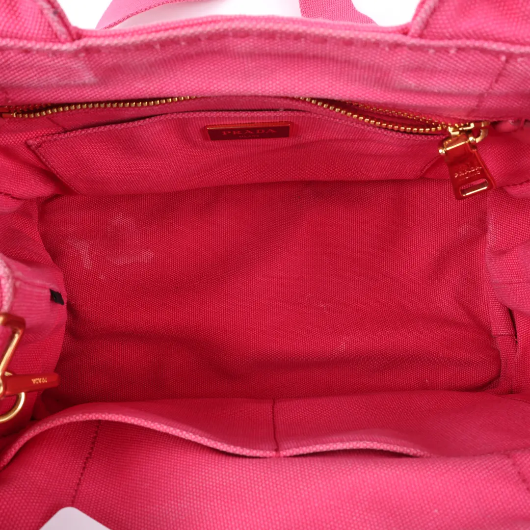 Prada Canapa Pink Canvas Mini Tote Bag