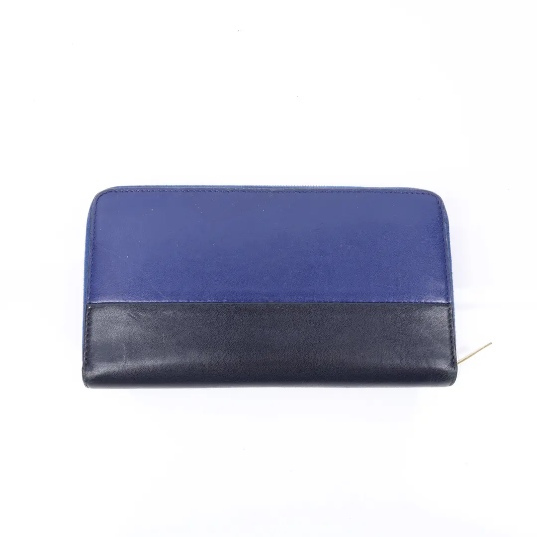 Celine Large Zipped Blue Black Leather Wallet