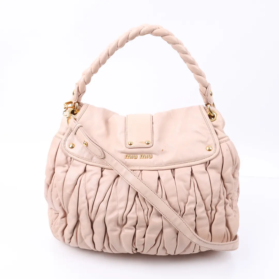 Miu Miu Coffer Pink Matelasse Leather Shoulder Bag