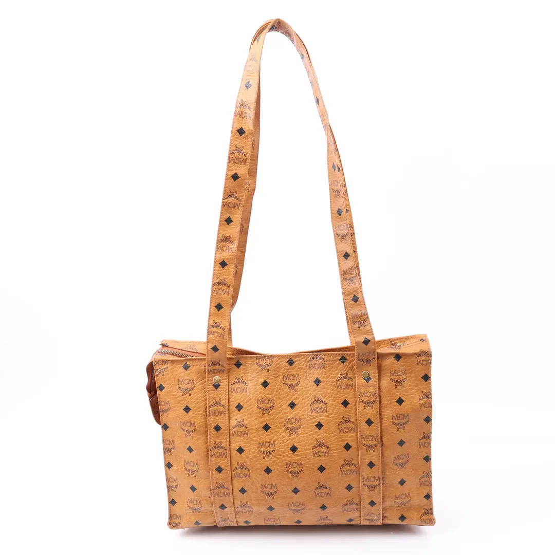 MCM Visetos Brown Canvas Shoulder Bag
