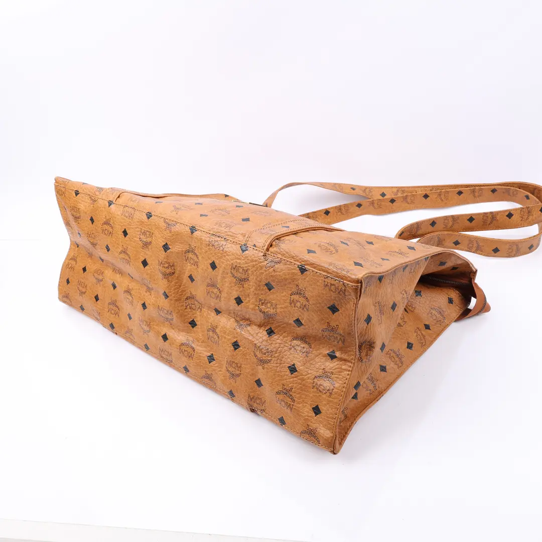 MCM Visetos Brown Canvas Tote Bag