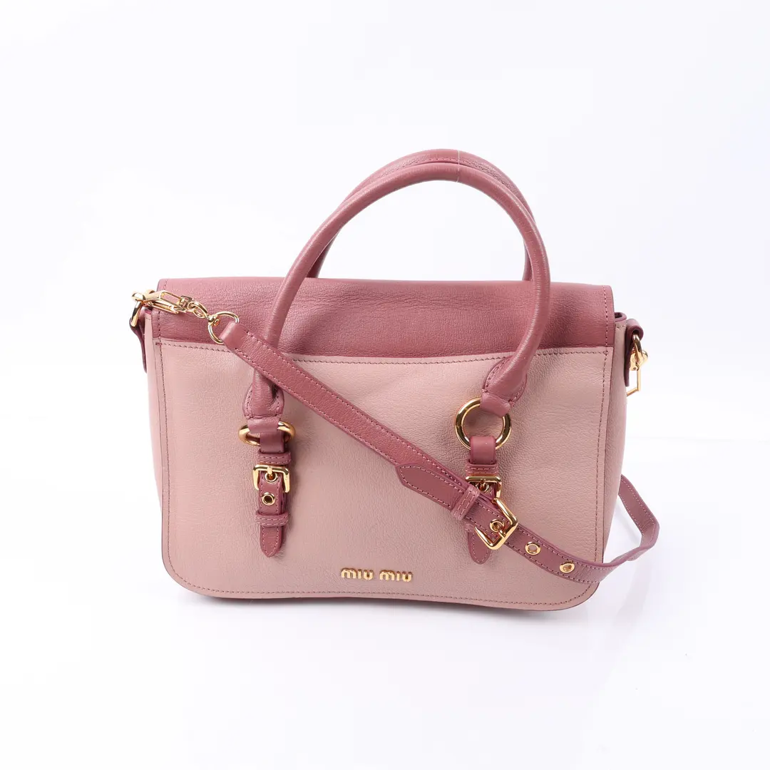 Miu Miu Madras Two Tone Pink Leather Shoulder Bag