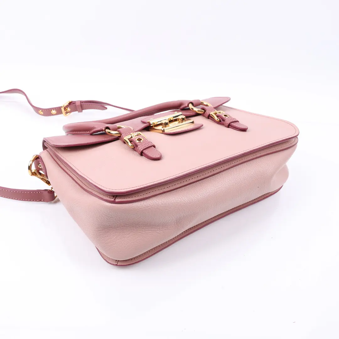 Miu Miu Madras Two Tone Pink Leather Shoulder Bag