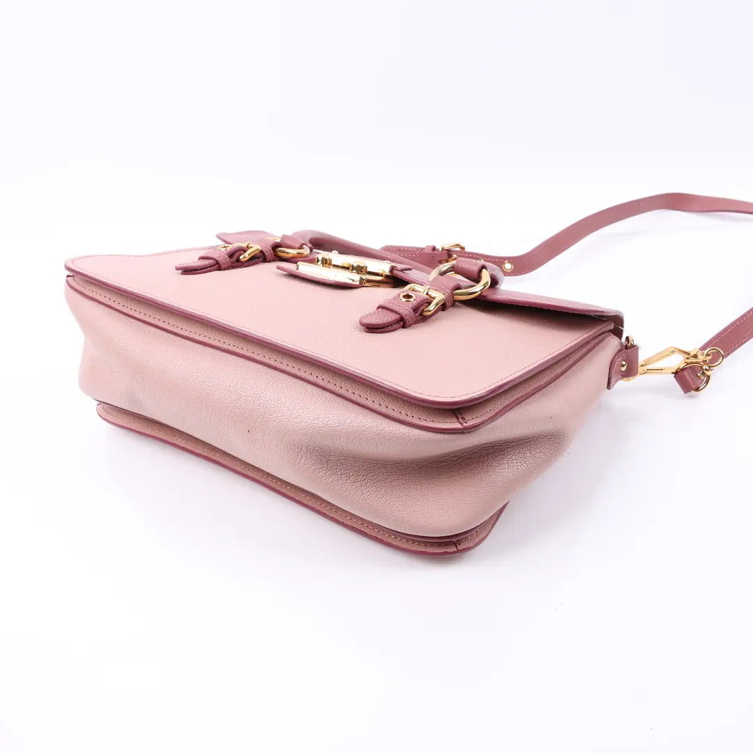 Miu Miu Madras Two Tone Pink Leather Shoulder Bag