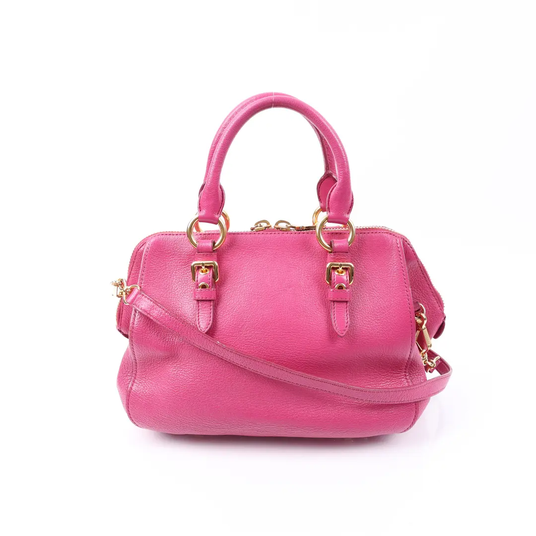 Miu Miu Madras Pink Leather Shoulder Bag