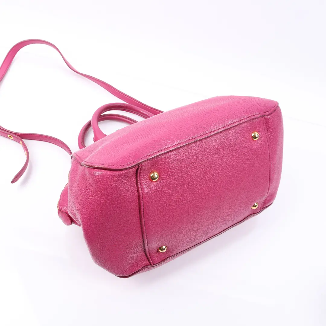 Miu Miu Madras Pink Leather Shoulder Bag