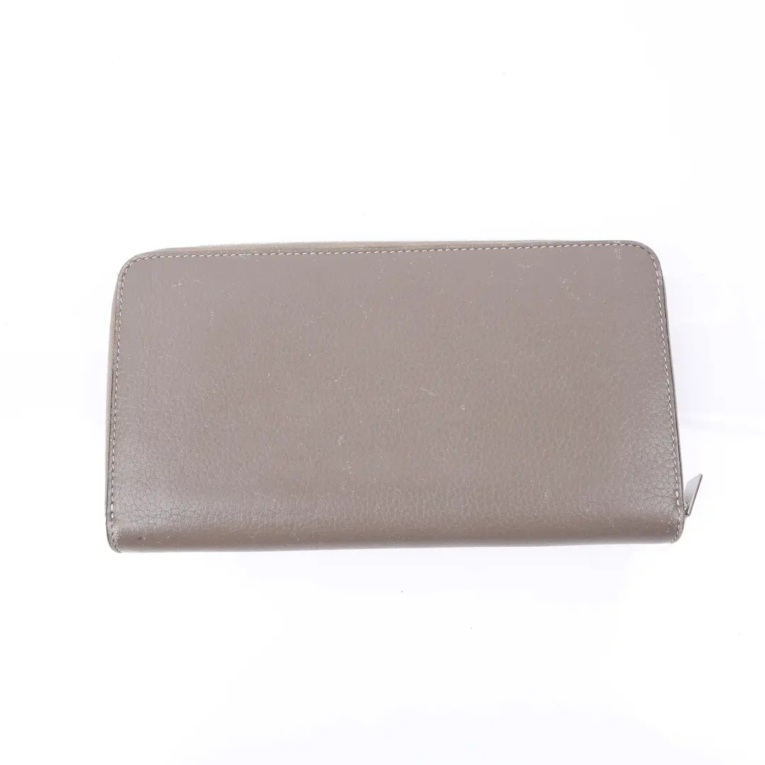 Celine Large Zipped Gray Leather Wallet