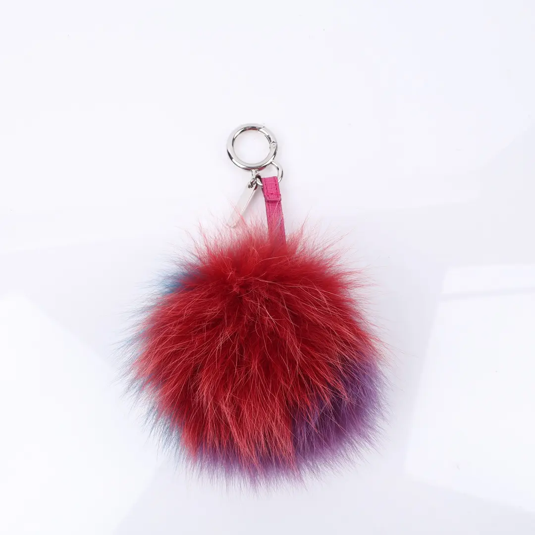 Fendi Pom Pom Blue Purple Fox Fur Bag Charm