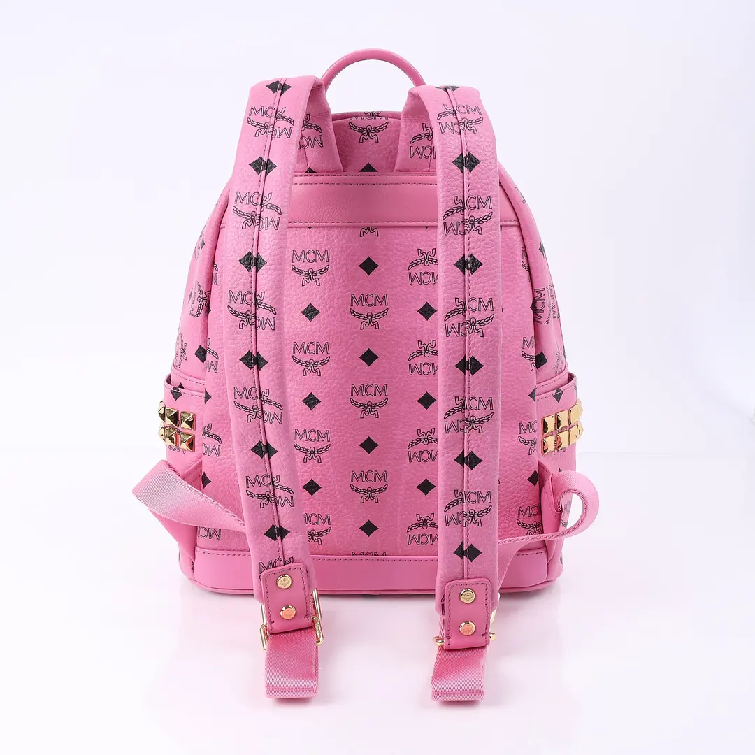 MCM Stark Pink Visetos Canvas Backpack