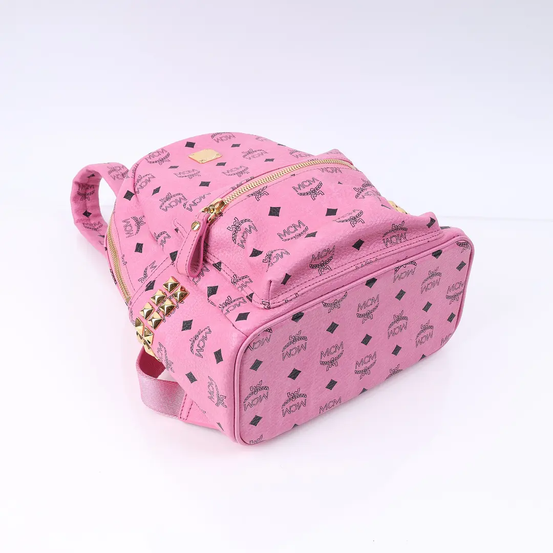MCM Stark Pink Visetos Canvas Backpack