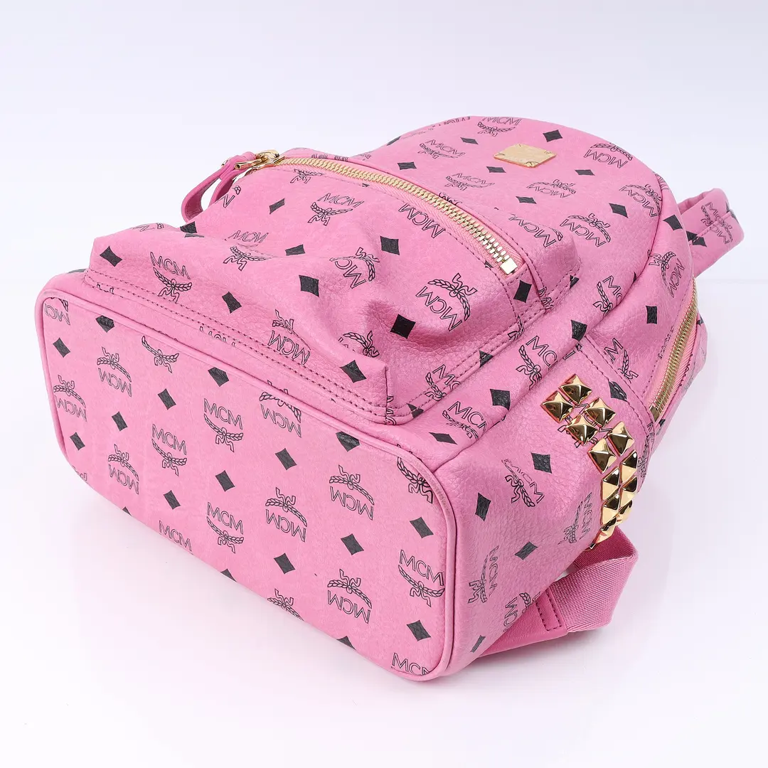 MCM Stark Pink Visetos Canvas Backpack