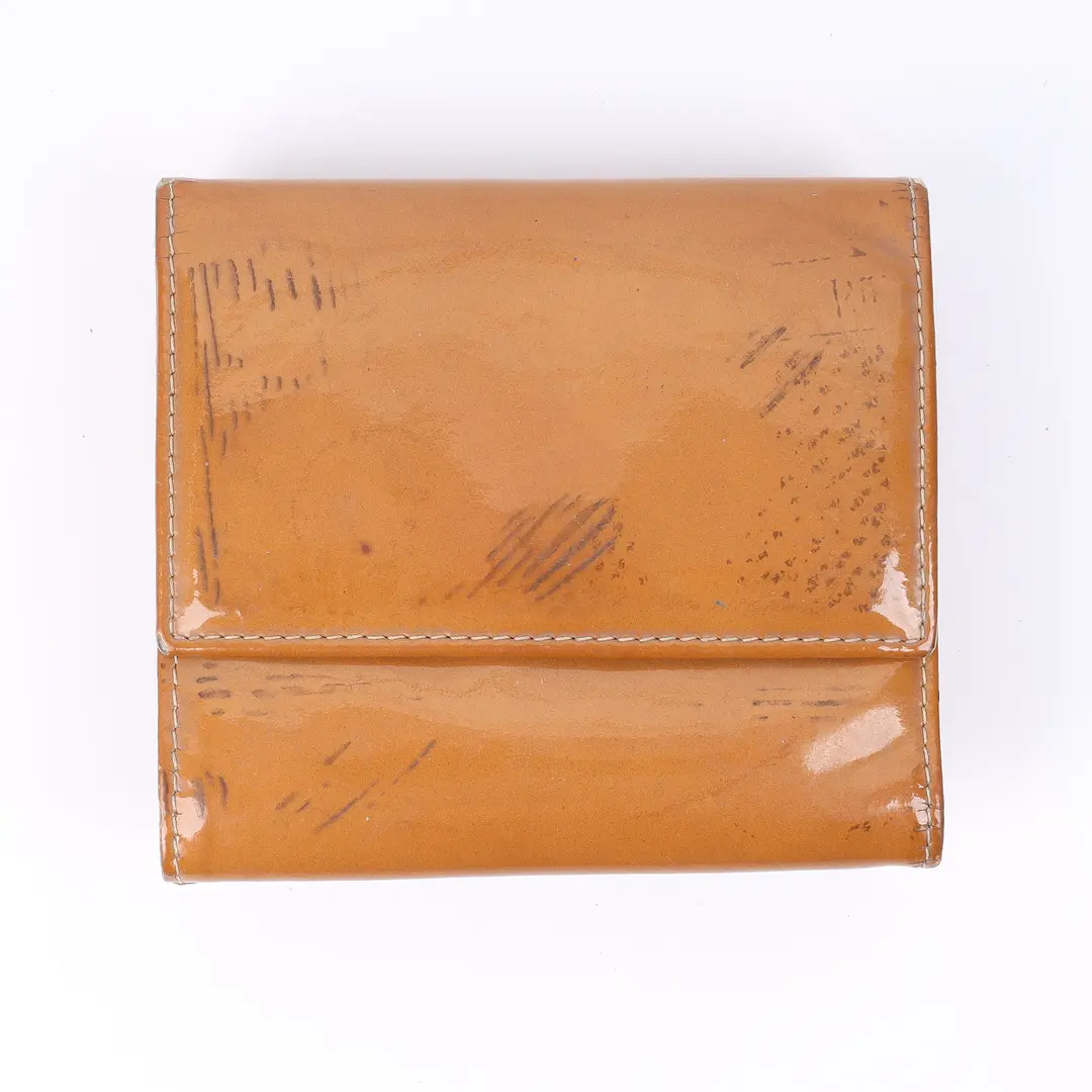 Chanel CC Logo Brown Patent Leather Trifold Wallet