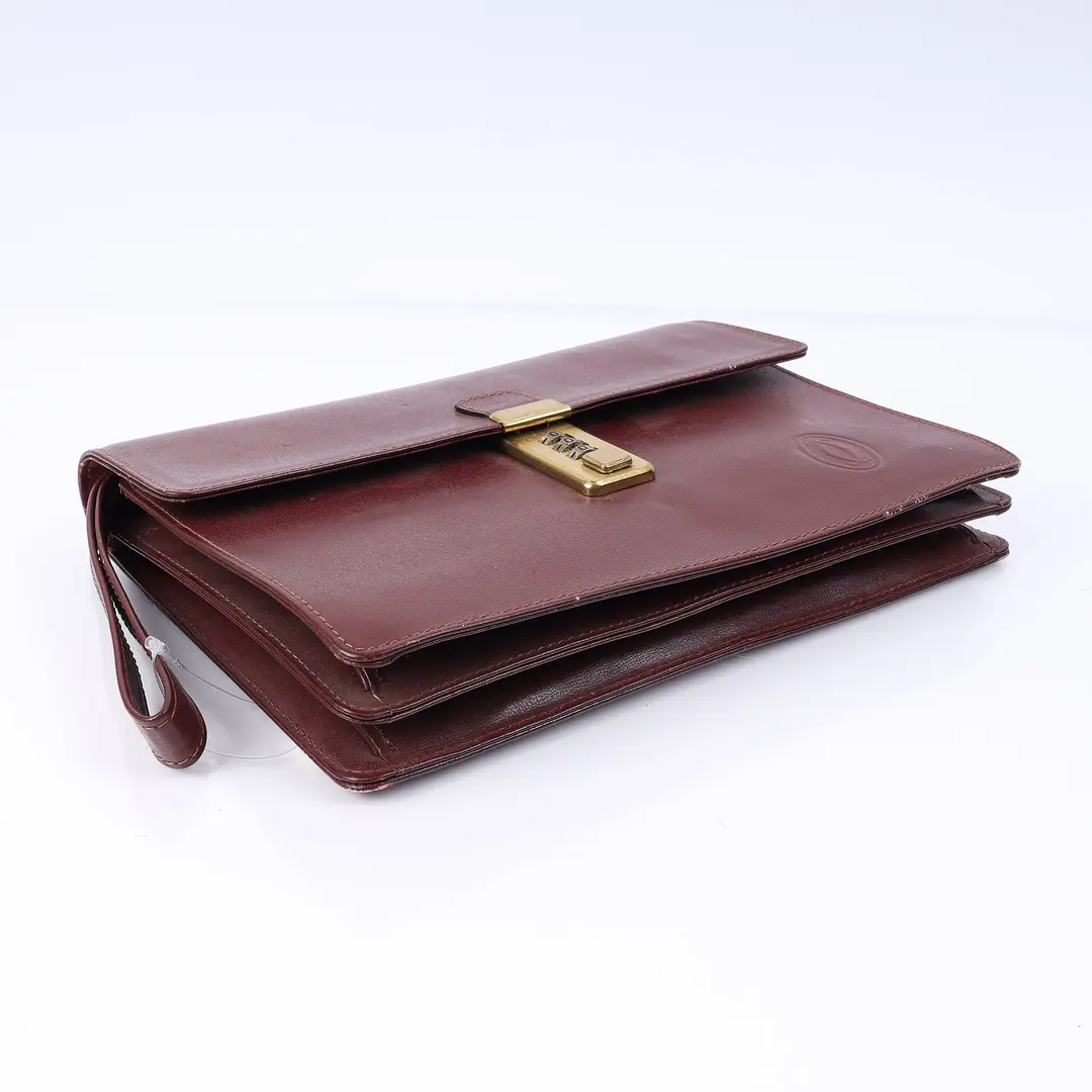 Cartier Must de Cartier Burgundy Leather Clutch