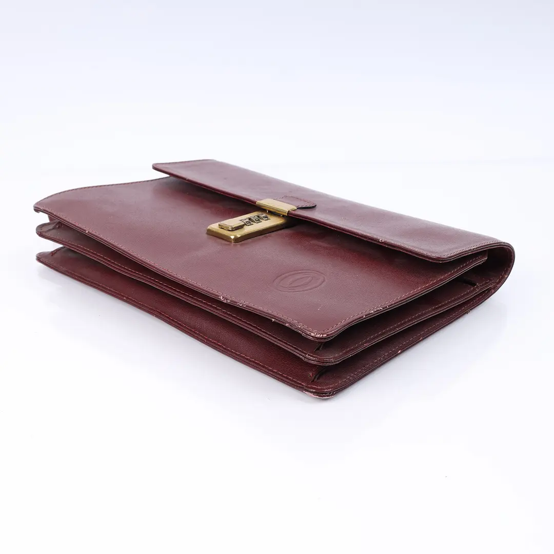 Cartier Must de Cartier Burgundy Leather Clutch