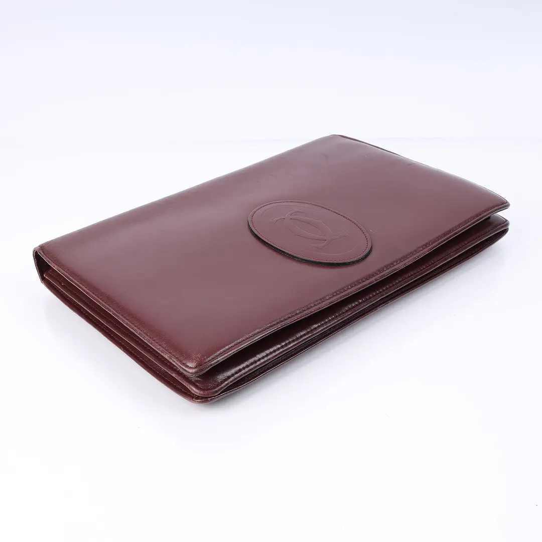 Cartier Must de Cartier Burgundy Leather Clutch