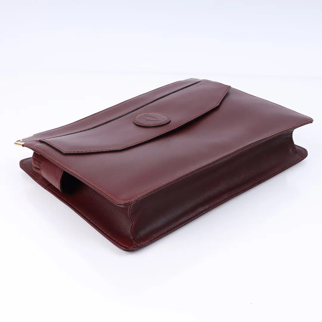 Cartier Must de Cartier Burgundy Leather Clutch