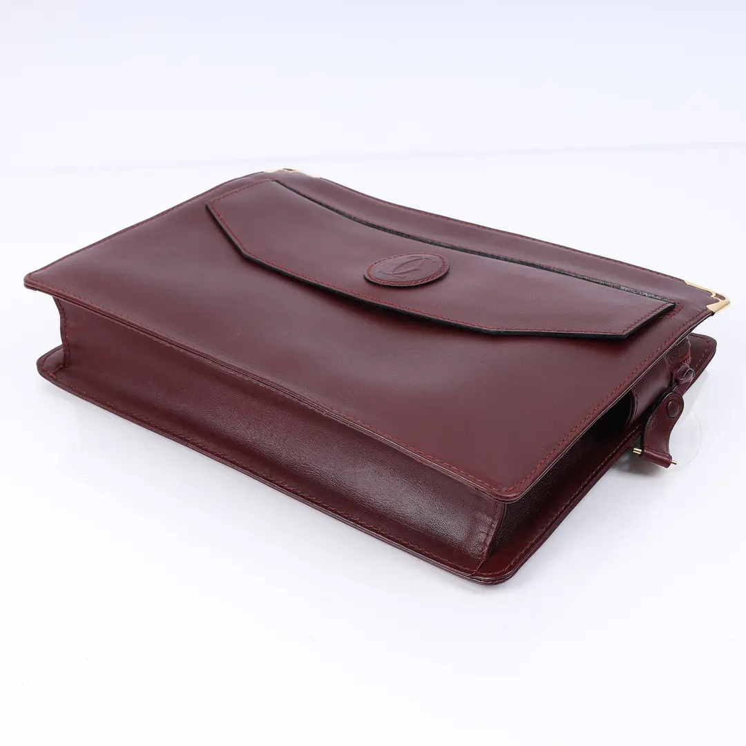 Cartier Must de Cartier Burgundy Leather Clutch
