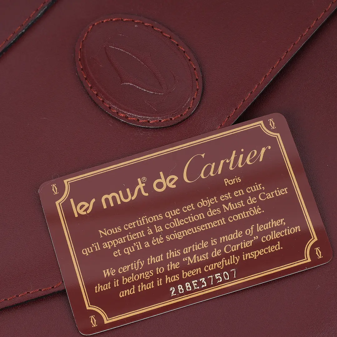 Cartier Must de Cartier Burgundy Leather Clutch