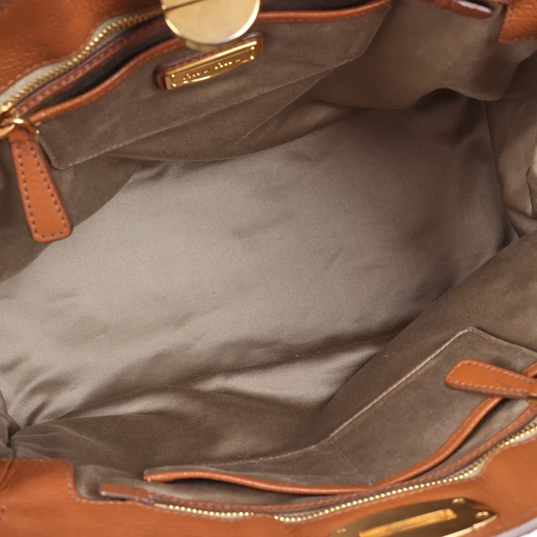 Miu Miu Madras Brown Leather Top Handle Bag